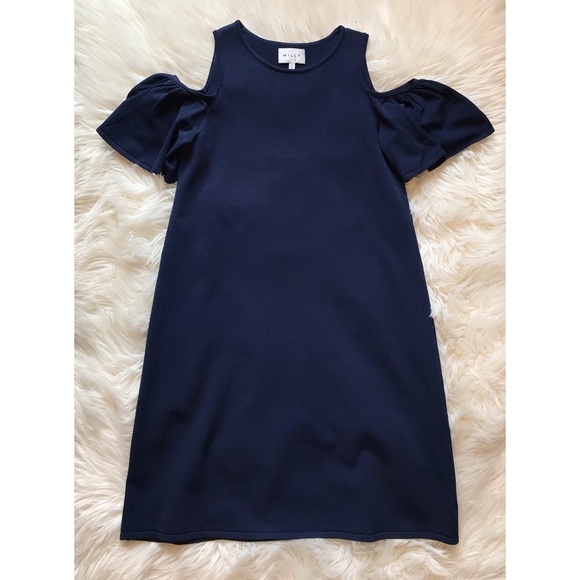 Milly | Navy Flutter Sleeve Mini Shift Dress - Picture 1 of 9